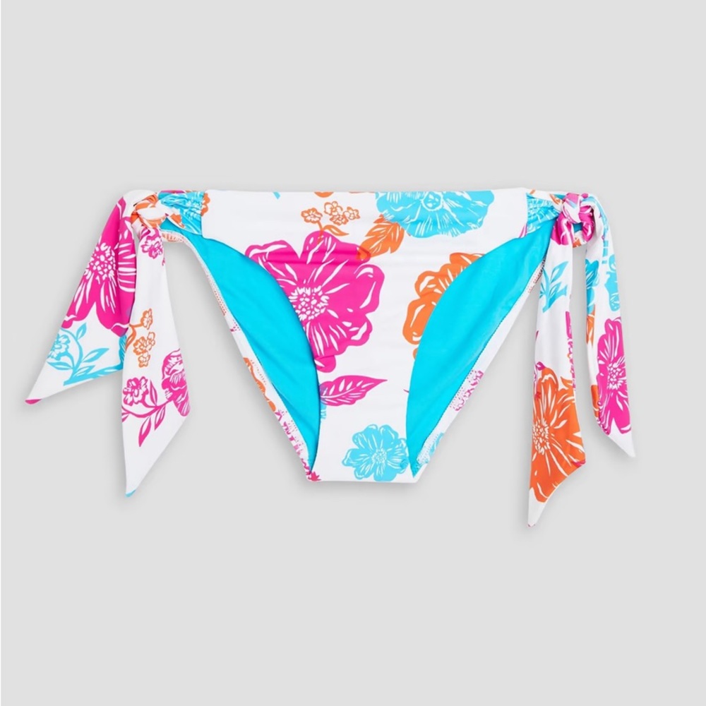 Seafolly Colorful Floral print mid-rise bikini briefs tie sides size 6